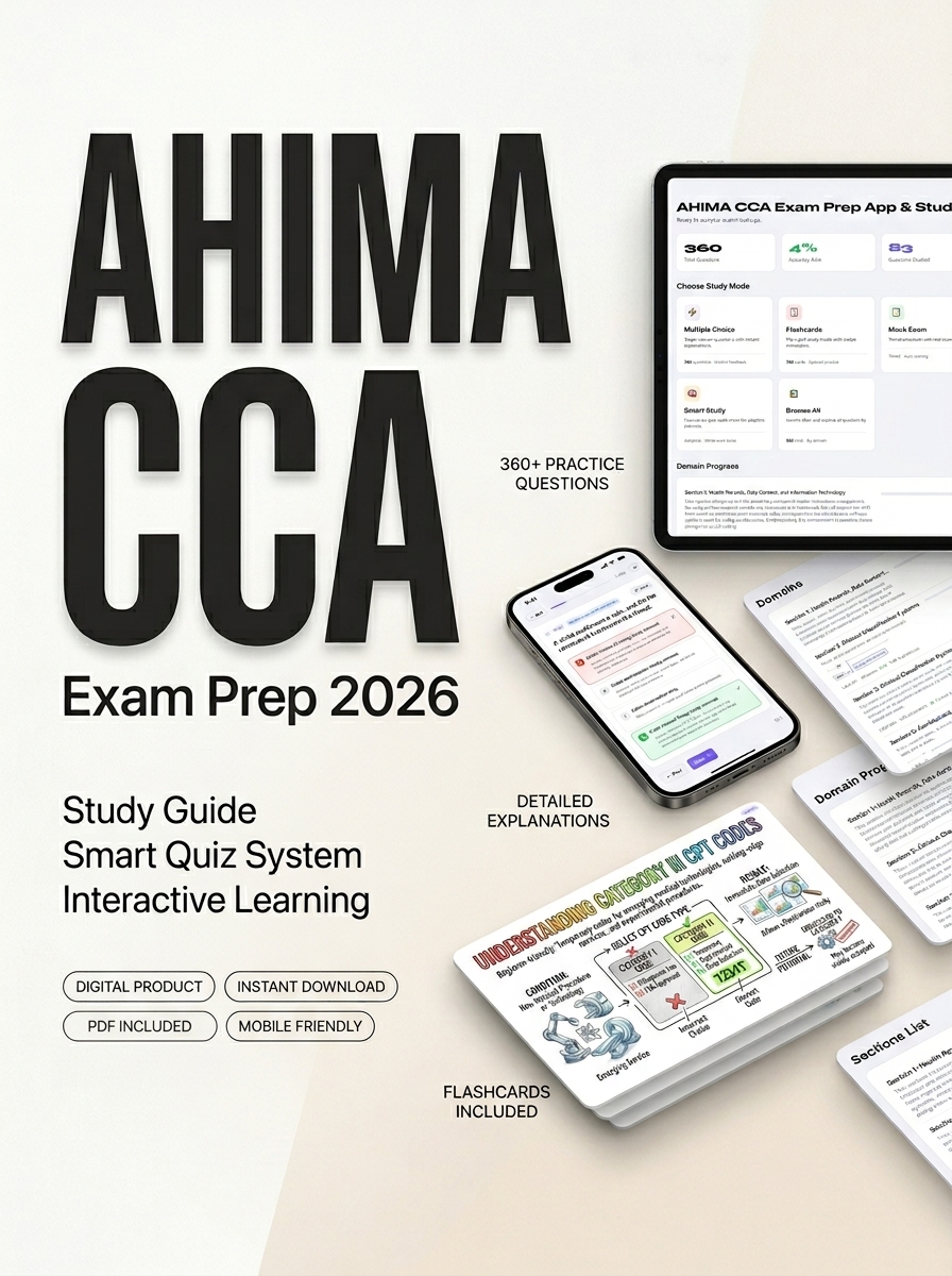 AHIMA CCA Exam Prep App & Study Guide 2026 exam prep