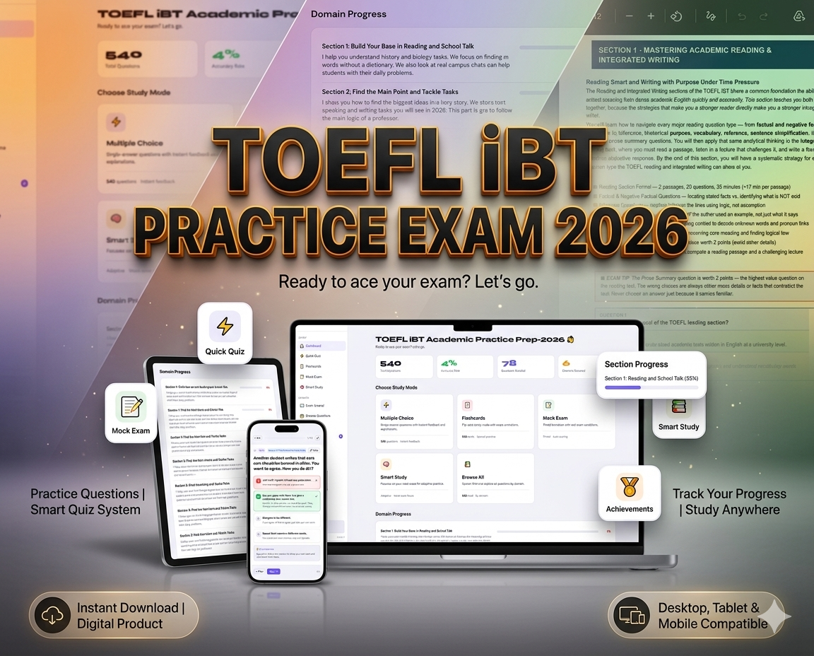 TOEFL iBT Academic Practice Prep App 2026 exam prep